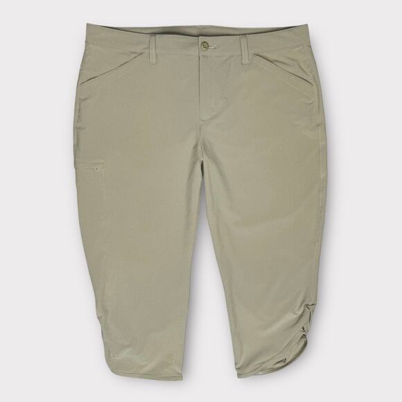 NWOT Eddie Bauer Rainier Hiking 21" Capri Pants Womens 16 Tan Nylon Blend - Picture 1 of 11